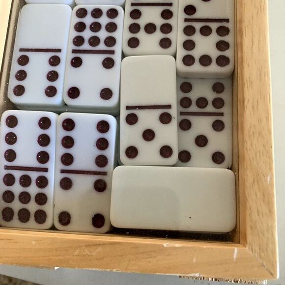 Cardinal Woodfield Double Nine Professional Marblesized Dominoes Set in Wood Box - Picture 4 of 4
